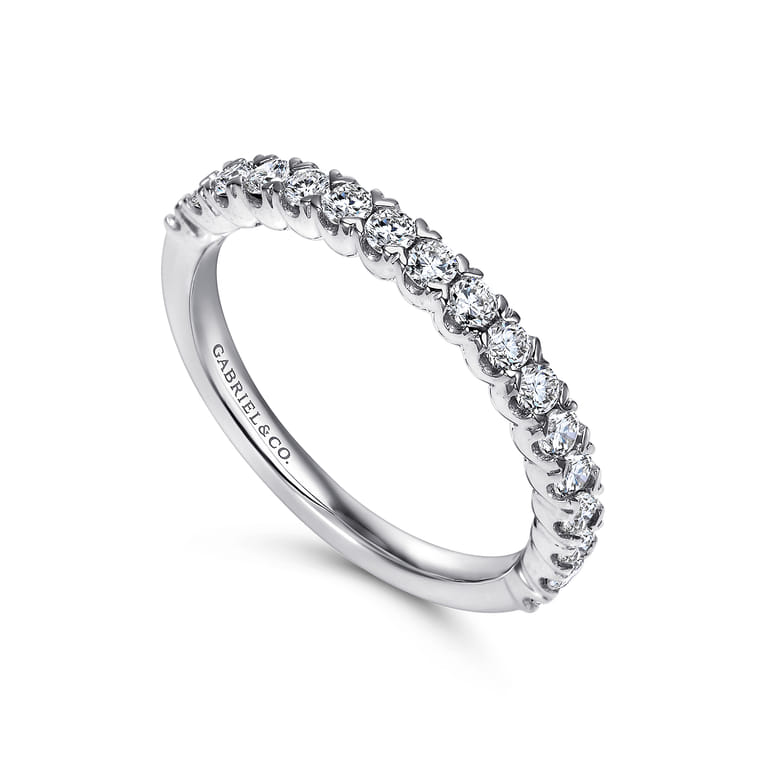 Straight Wedding Ring in 14k White Gold with Round Natural Diamond at Gabriel & Co. - Shot 3