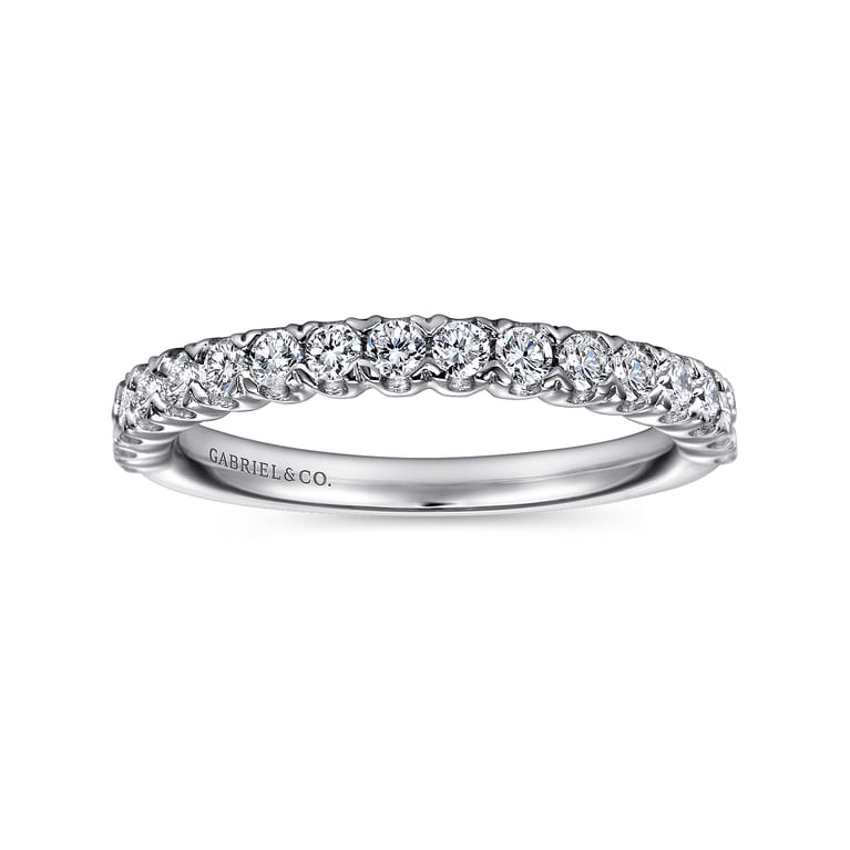 Straight Wedding Ring in 14k White Gold with Round Natural Diamond at Gabriel & Co. - Shot 4