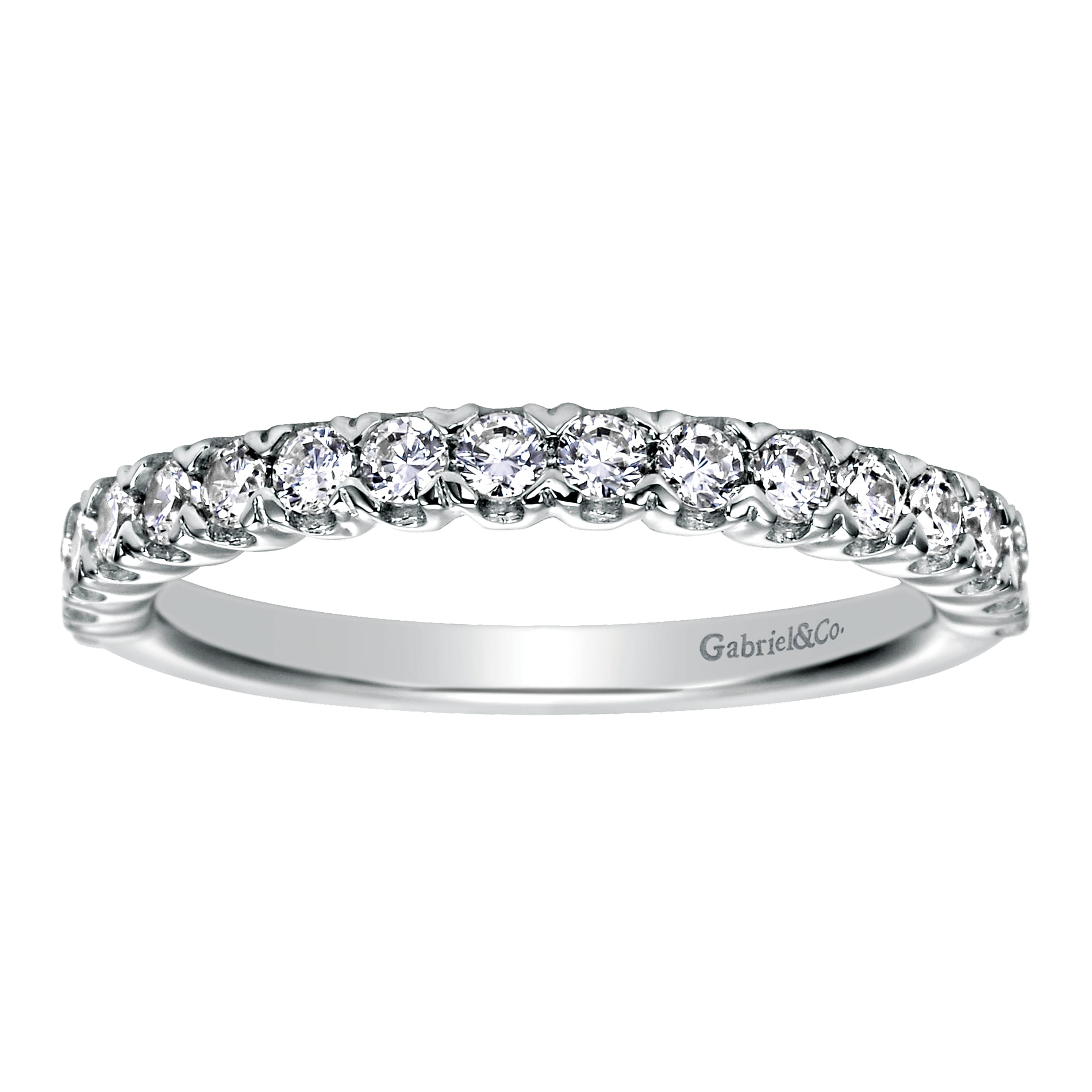 Straight Wedding Ring in 14k White Gold with Round Natural Diamond at Gabriel & Co. - Shot 5