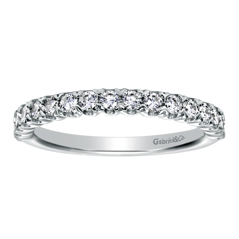 Straight Wedding Ring in 14k White Gold with Round Natural Diamond at Gabriel & Co. - Shot 5