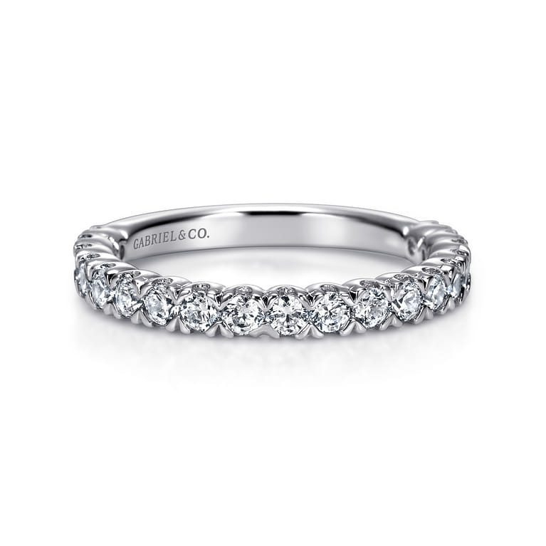 Straight Wedding Ring in 14k White Gold with Round Natural Diamond at Gabriel & Co. - Shot 1