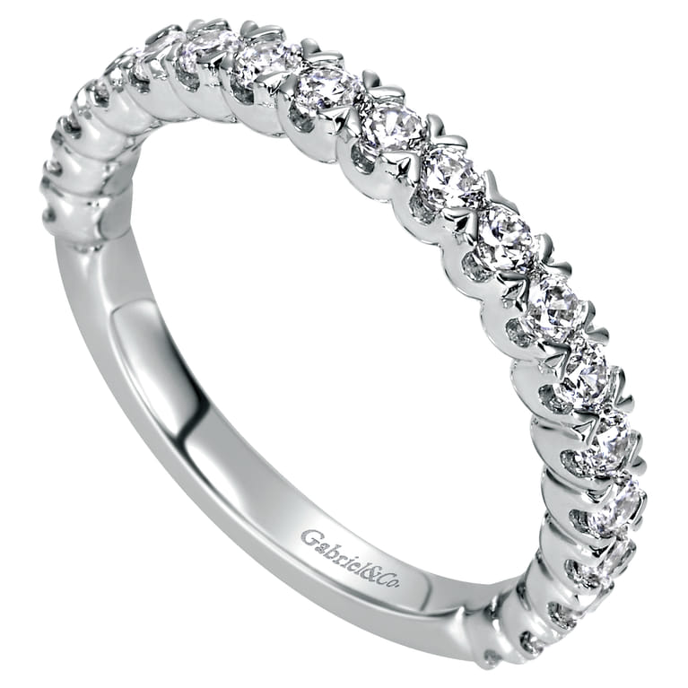 Straight Wedding Ring in 14k White Gold with Round Natural Diamond at Gabriel & Co. - Shot 3