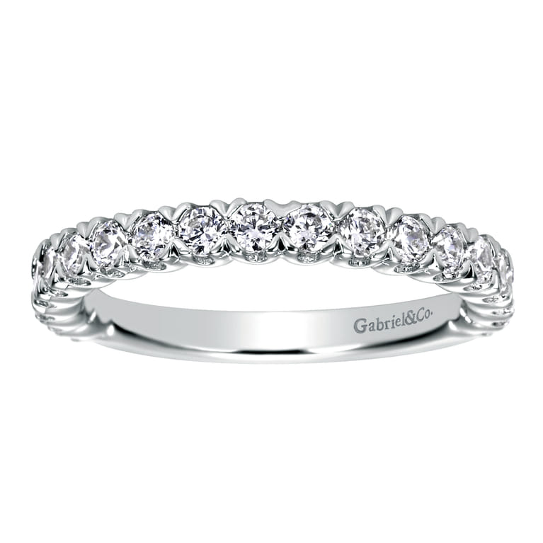 Straight Wedding Ring in 14k White Gold with Round Natural Diamond at Gabriel & Co. - Shot 4
