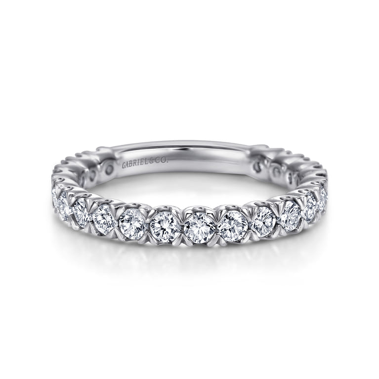 Straight Wedding Ring in 14k White Gold with Round Natural Diamond at Gabriel & Co. - Shot 1