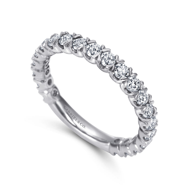 Straight Wedding Ring in 14k White Gold with Round Natural Diamond at Gabriel & Co. - Shot 3