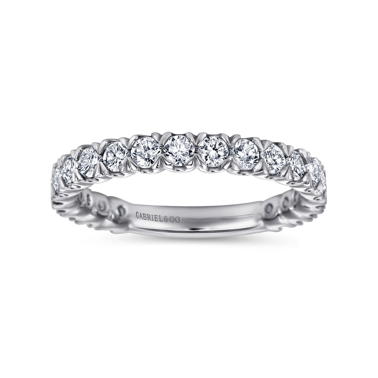 Straight Wedding Ring in 14k White Gold with Round Natural Diamond at Gabriel & Co. - Shot 4