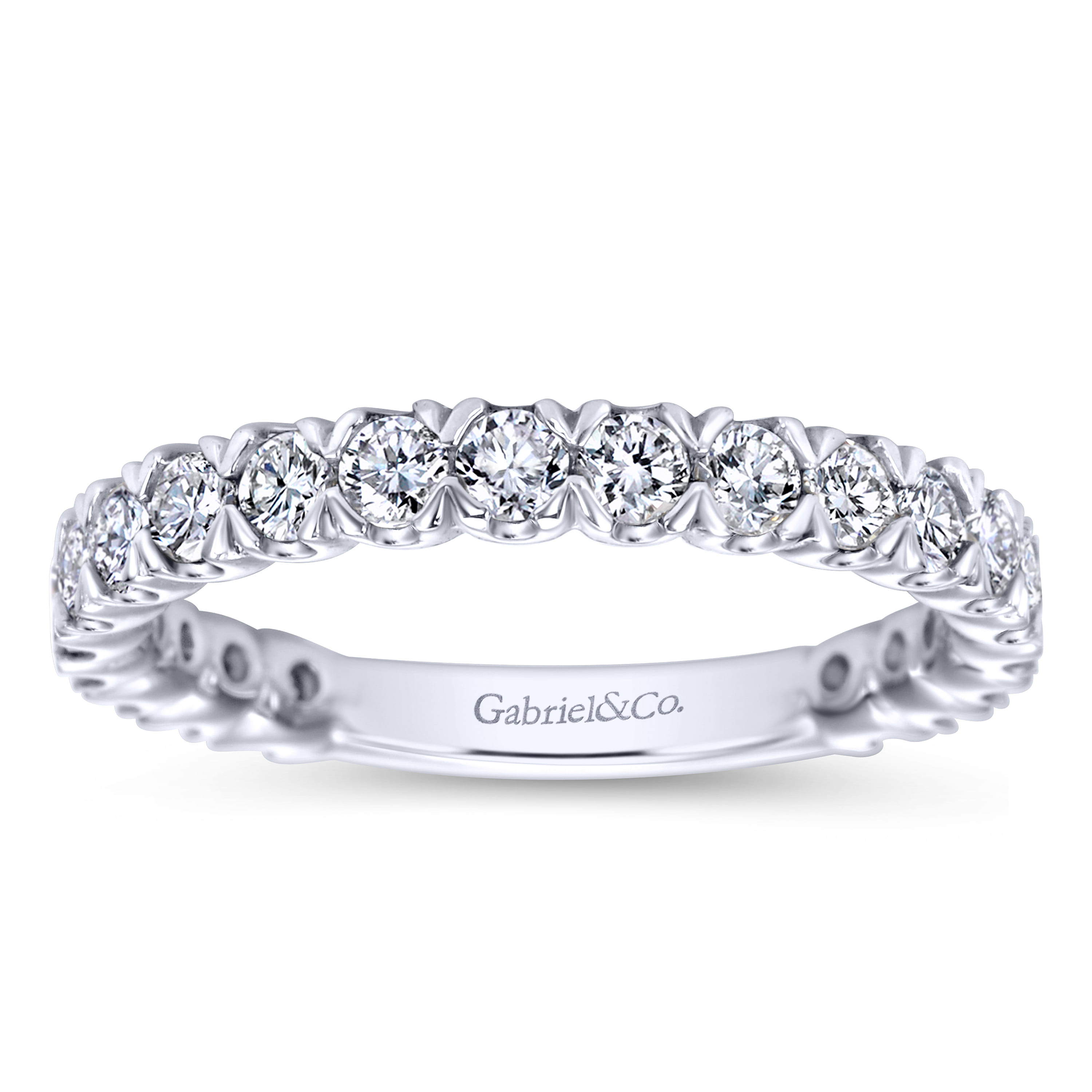 Straight Wedding Ring in 14k White Gold with Round Natural Diamond at Gabriel & Co. - Shot 5