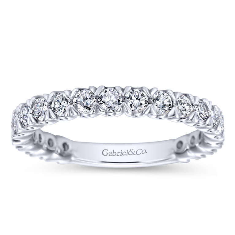 Straight Wedding Ring in 14k White Gold with Round Natural Diamond at Gabriel & Co. - Shot 5