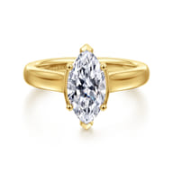 Villa - 14K Yellow Gold Half Bezel Marquise Shape Diamond Engagement Ring