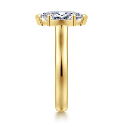 Villa - 14K Yellow Gold Half Bezel Marquise Shape Diamond Engagement Ring