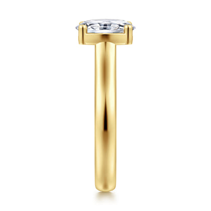Villa - 14K Yellow Gold Half Bezel Oval Diamond Engagement Ring