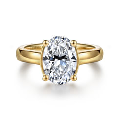 14K Yellow Gold Half Bezel Oval Diamond Engagement Ring