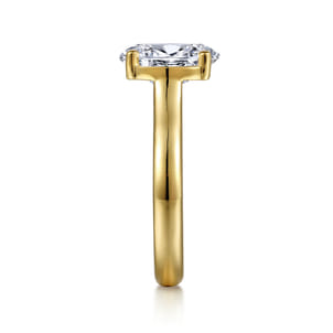 Villa - 14K Yellow Gold Half Bezel Oval Diamond Engagement Ring