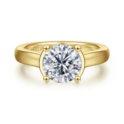 Villa - 14K Yellow Gold Half Bezel Oval Diamond Engagement Ring