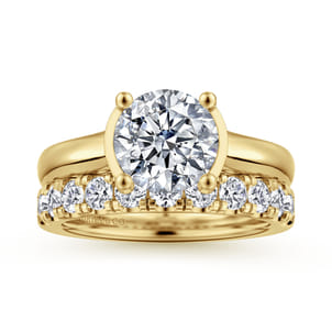 Villa - 14K Yellow Gold Half Bezel Oval Diamond Engagement Ring