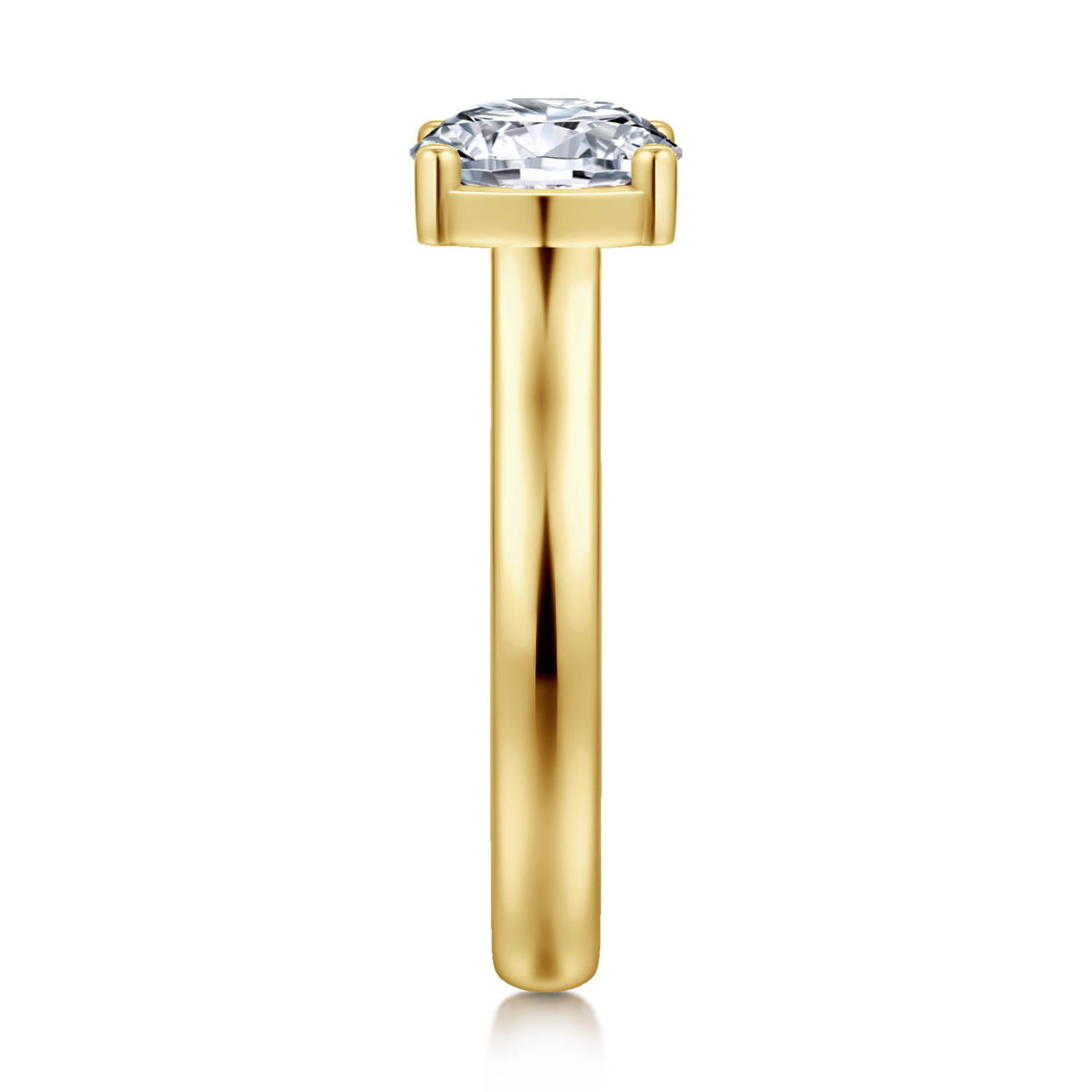 Villa - 14K Yellow Gold Half Bezel Oval Diamond Engagement Ring