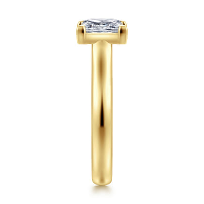 Villa - 14K Yellow Gold Half Bezel Princess Cut Diamond Engagement Ring