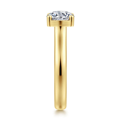 Villa - 14K Yellow Gold Half Bezel Round Diamond Engagement Ring