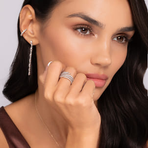 Vintage 14K White Gold 15mm Diamond Ear Cuff