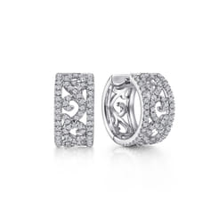 Vintage 14K White Gold 15mm Diamond Earrings