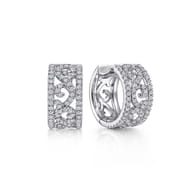 Vintage 14K White Gold 15mm Diamond Earrings