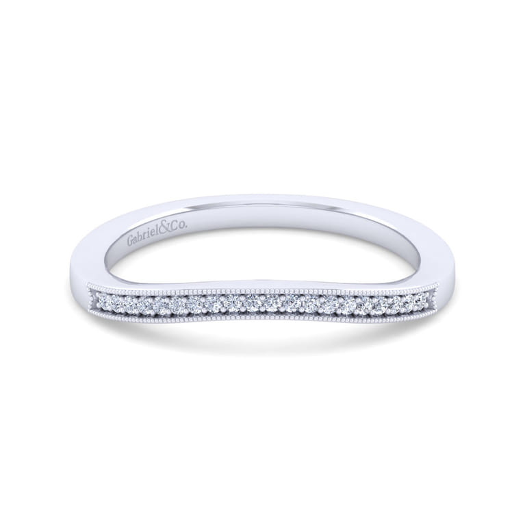 Vintage 14K White Gold Diamond Matching Wedding Band - 0.06 ct - Shot 1