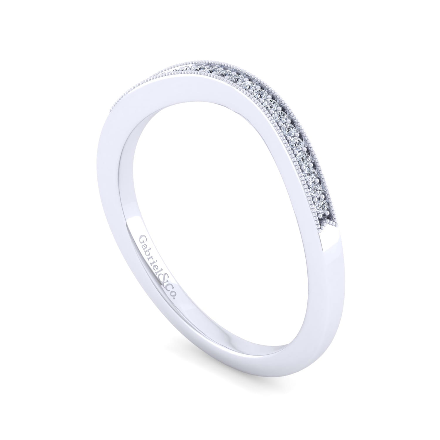 Vintage 14K White Gold Diamond Matching Wedding Band - 0.06 ct - Shot 3