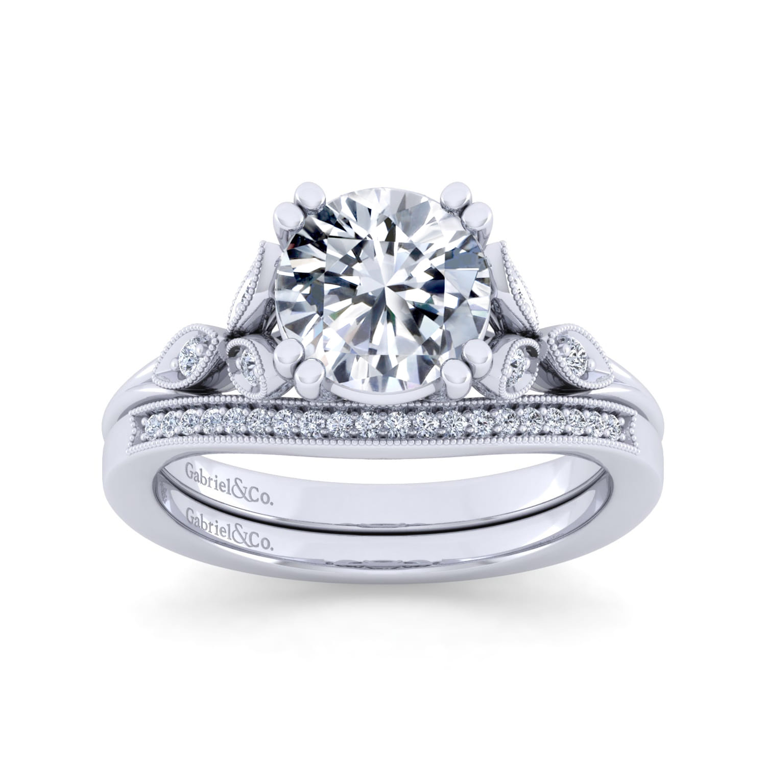 Vintage 14K White Gold Diamond Matching Wedding Band - 0.06 ct - Shot 4