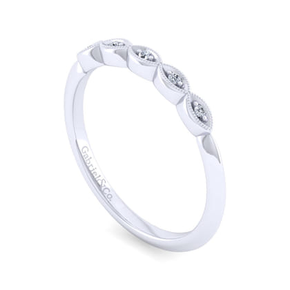 Vintage 14K White Gold Diamond Matching Wedding Band
