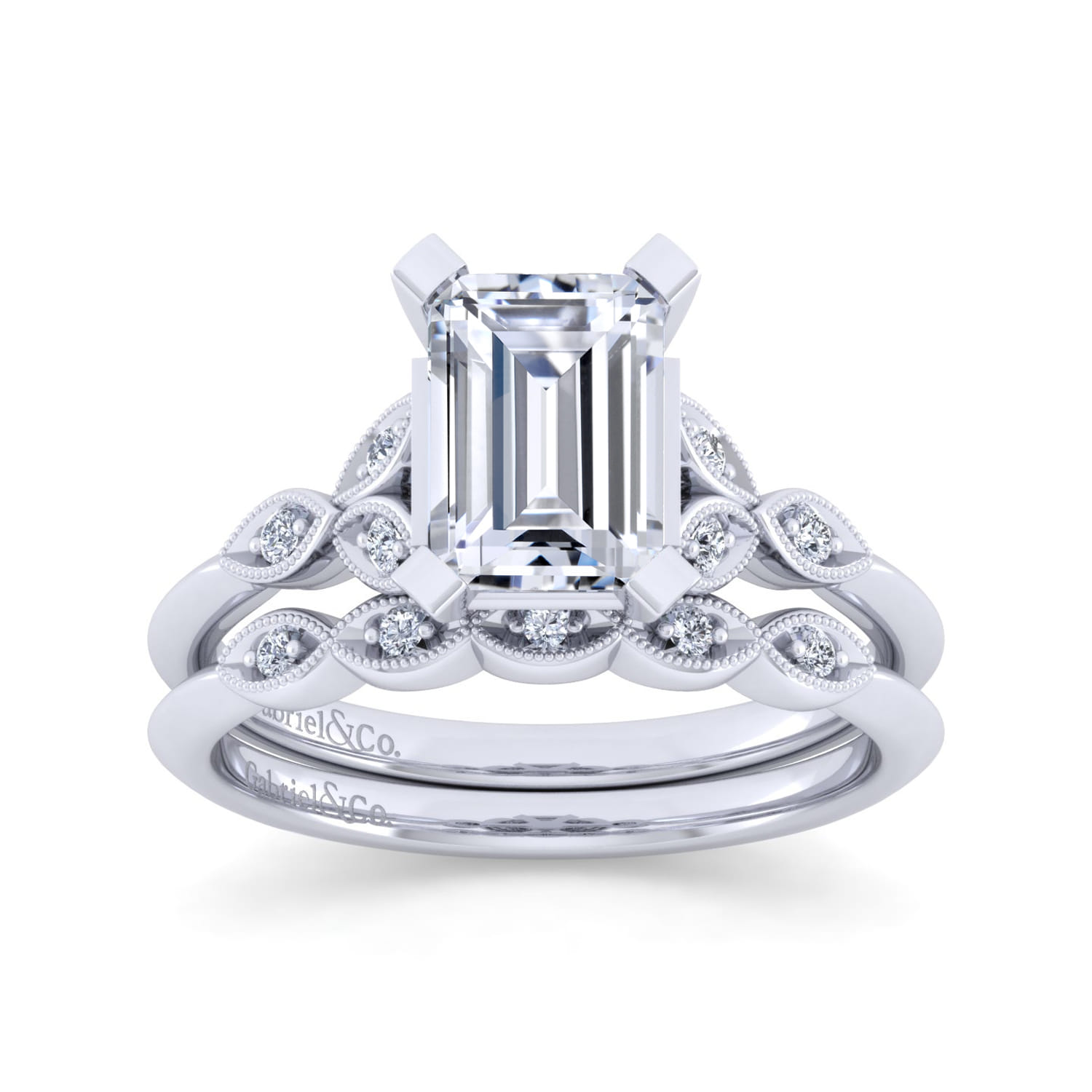 Vintage 14K White Gold Diamond Matching Wedding Band - 0.03 ct - Shot 4