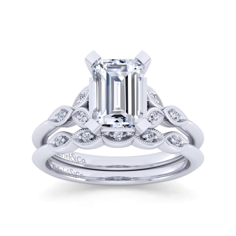 Vintage 14K White Gold Diamond Matching Wedding Band - 0.03 ct - Shot 4