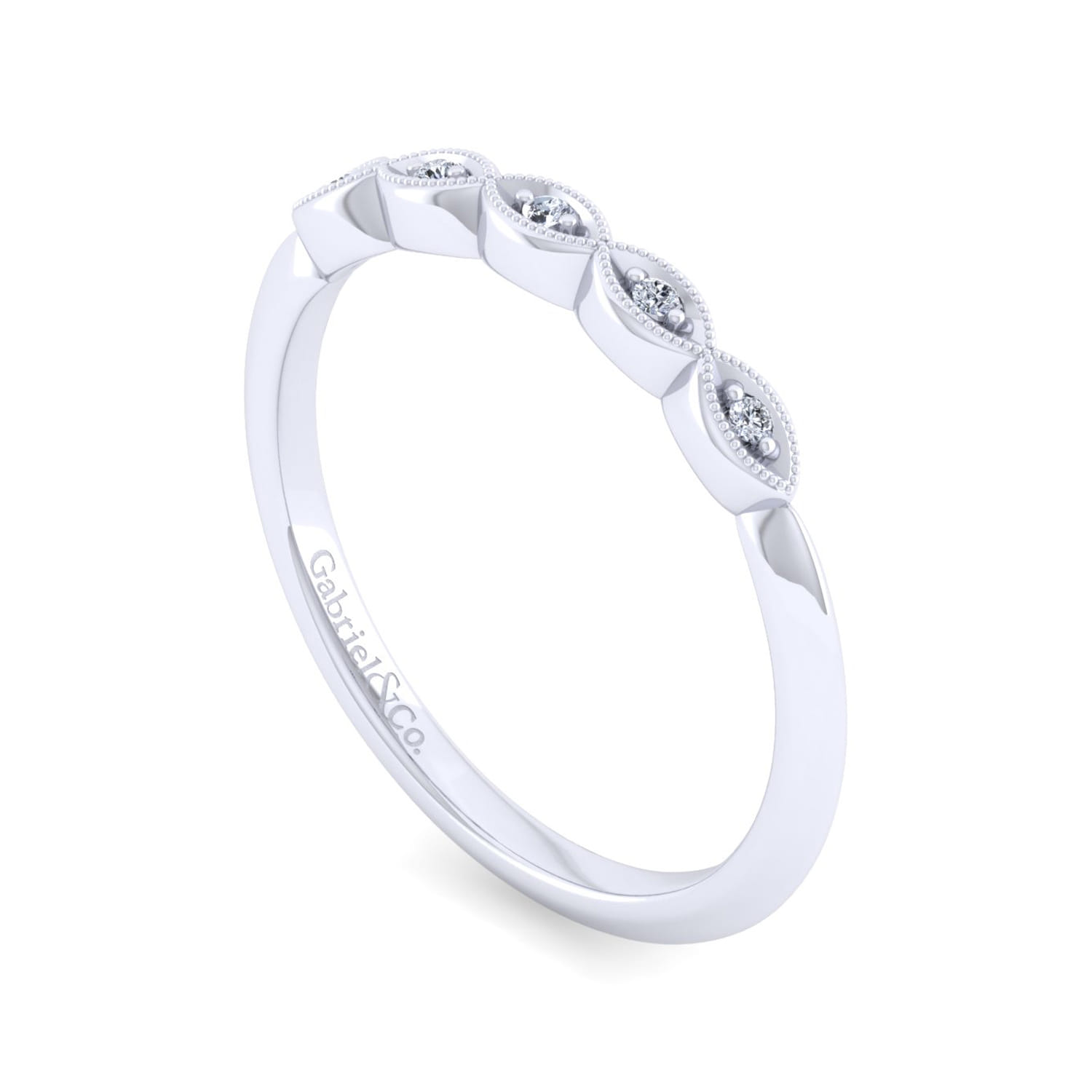 Vintage 14K White Gold Diamond Matching Wedding Band - 0.03 ct - Shot 3