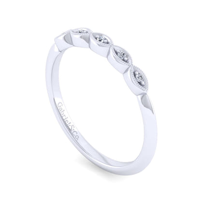 Vintage 14K White Gold Diamond Matching Wedding Band