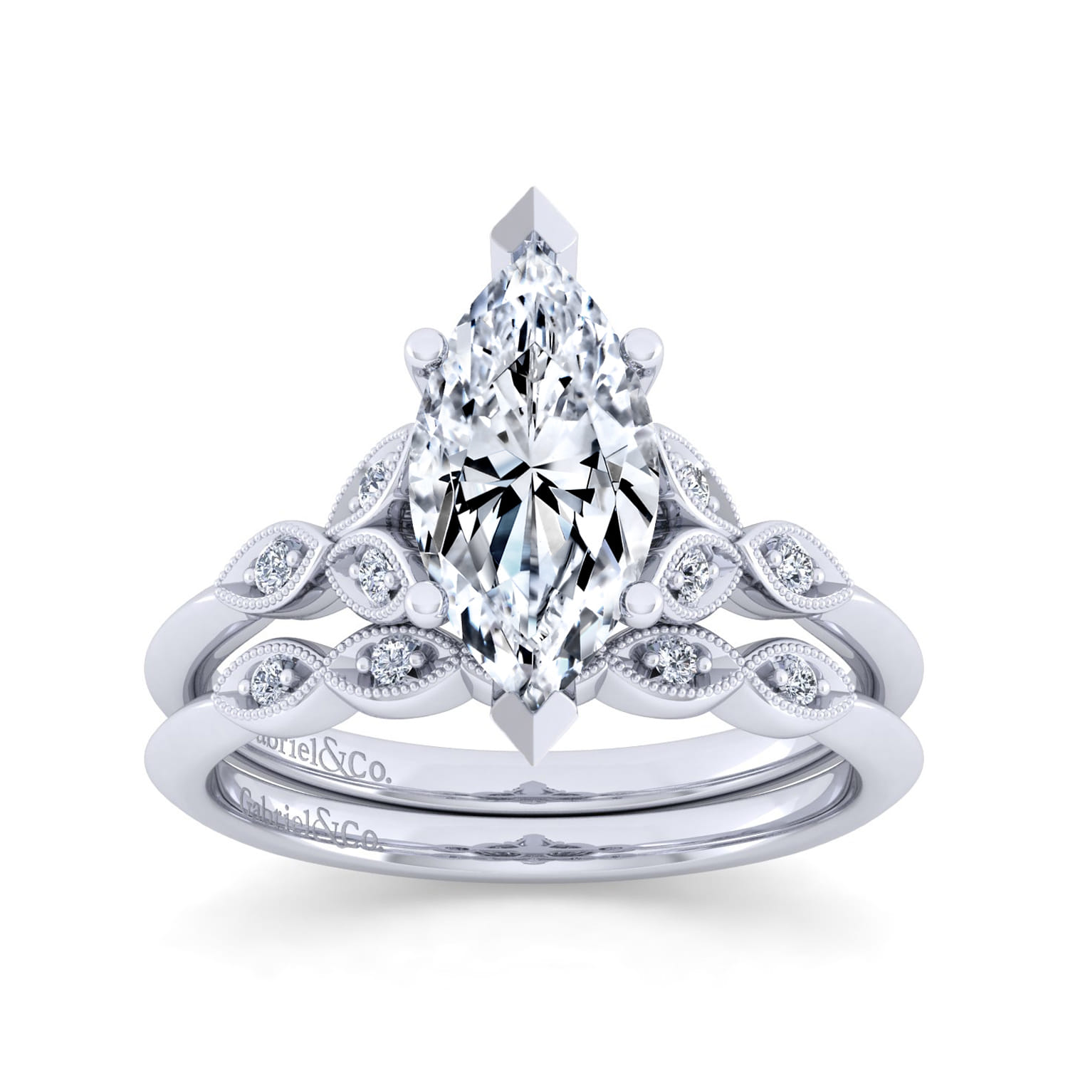 Vintage 14K White Gold Diamond Matching Wedding Band - 0.03 ct - Shot 4