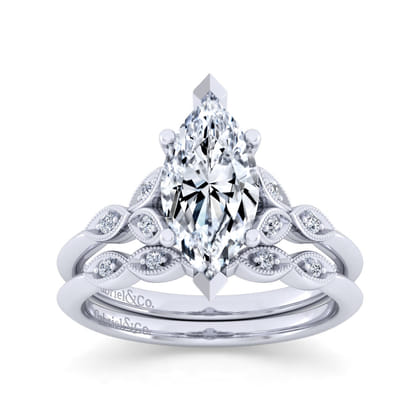 Vintage 14K White Gold Diamond Matching Wedding Band