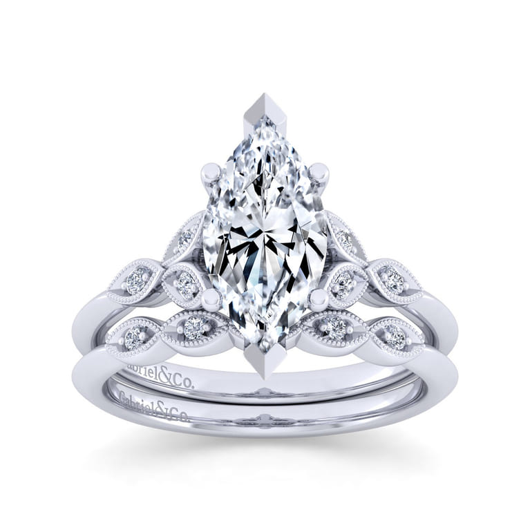 Vintage 14K White Gold Diamond Matching Wedding Band - 0.03 ct - Shot 4