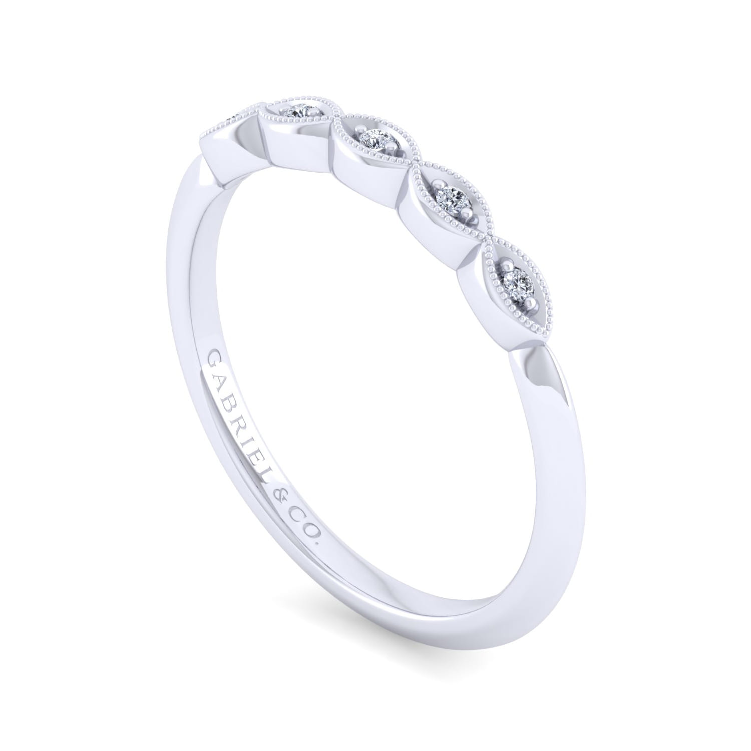 Vintage 14K White Gold Diamond Matching Wedding Band - 0.03 ct - Shot 3