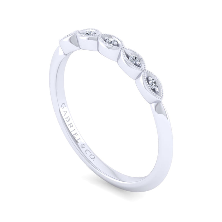 Vintage 14K White Gold Diamond Matching Wedding Band - 0.03 ct - Shot 3