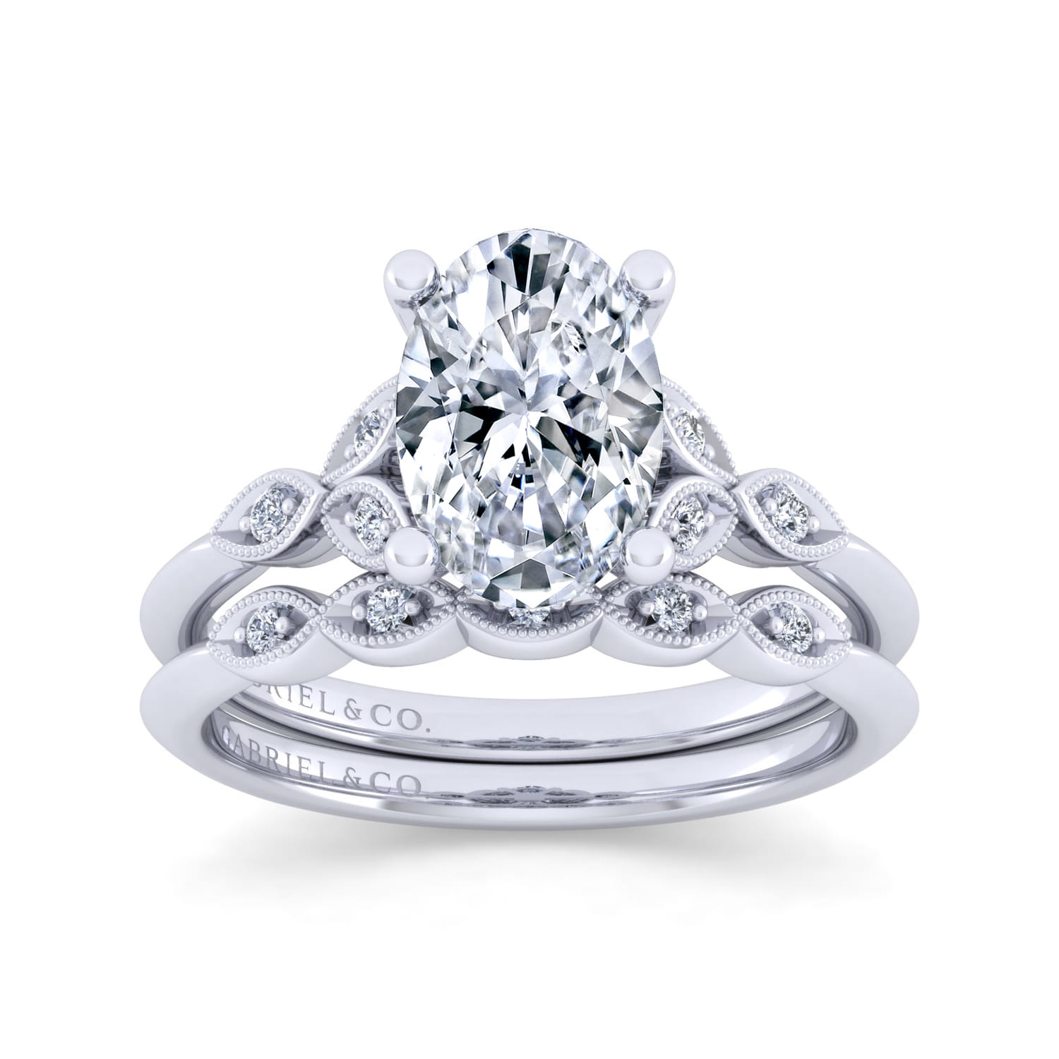 Vintage 14K White Gold Diamond Matching Wedding Band - 0.03 ct - Shot 4
