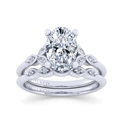 Vintage 14K White Gold Diamond Matching Wedding Band
