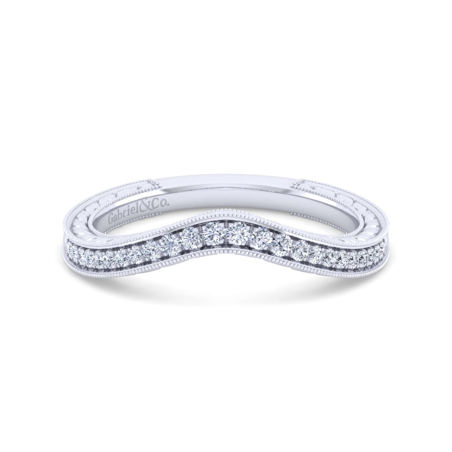 Vintage 14K White Gold Diamond Matching Wedding Band - 0.13 ct - Shot 1