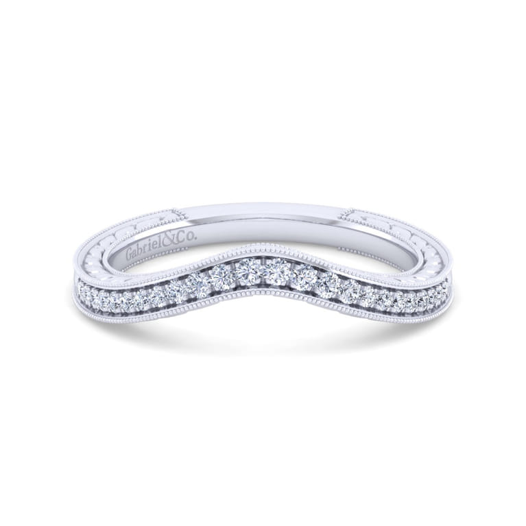 Vintage 14K White Gold Diamond Matching Wedding Band - 0.13 ct - Shot 1
