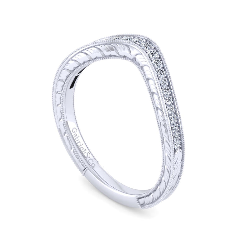 Vintage 14K White Gold Diamond Matching Wedding Band - 0.13 ct - Shot 3