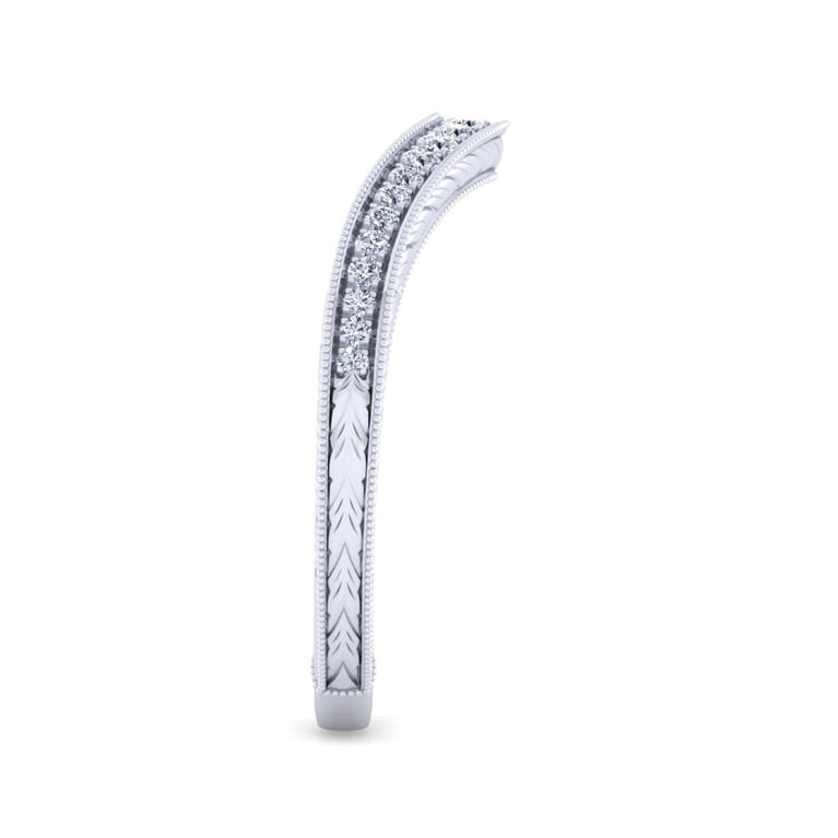 Vintage 14K White Gold Diamond Matching Wedding Band - 0.13 ct - Shot 5