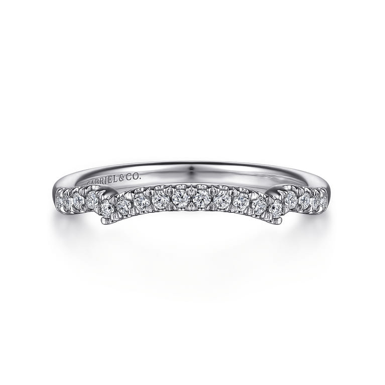 Vintage 14K White Gold Diamond Matching Wedding Band - 0.16 ct - Shot 1