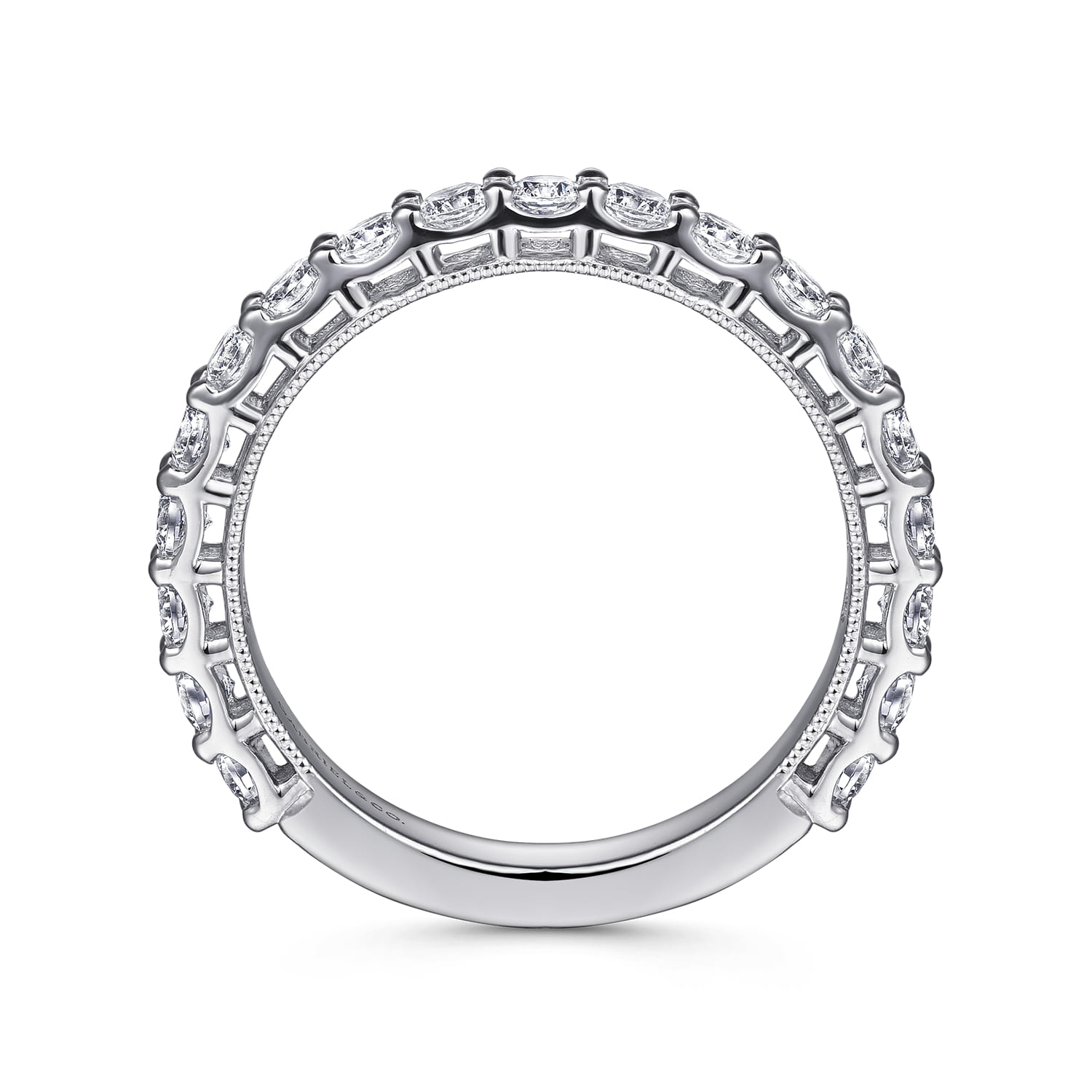 Vintage 14K White Gold Diamond Matching Wedding Band - 0.97 ct - Shot 2