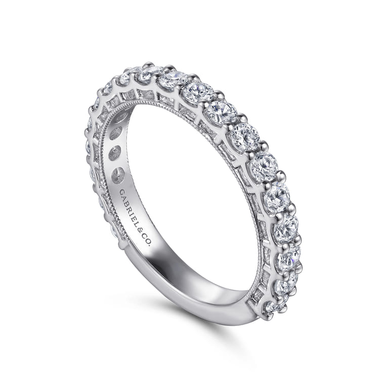 Vintage 14K White Gold Diamond Matching Wedding Band - 0.97 ct - Shot 3