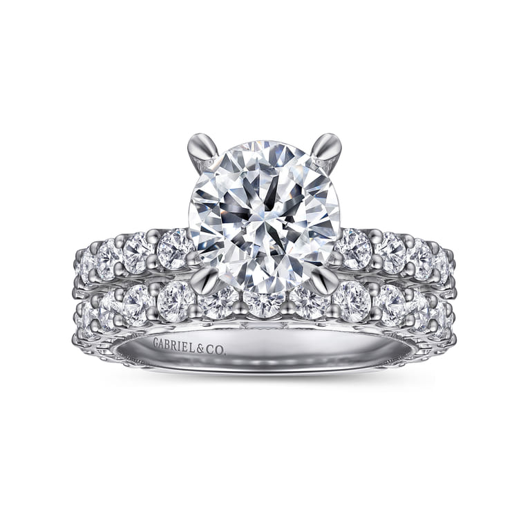 Vintage 14K White Gold Diamond Matching Wedding Band - 0.97 ct - Shot 4