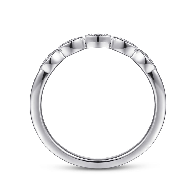 Vintage 14K White Gold Diamond Matching Wedding Band - 0.04 ct - Shot 2