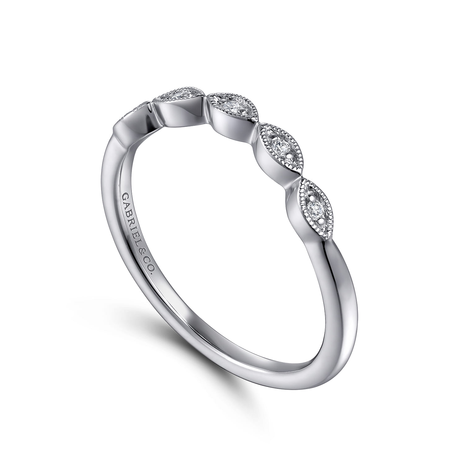 Vintage 14K White Gold Diamond Matching Wedding Band - 0.04 ct - Shot 3